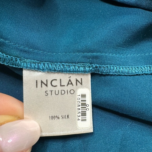 Inclan Studio 100% Silk Teal Blue Tunic‎ Top M - Picture 7 of 9
